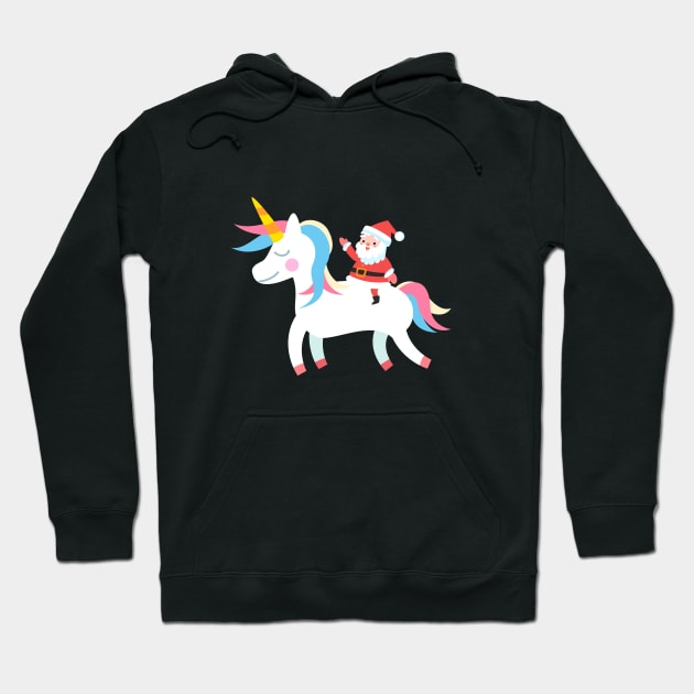 Christmas Santa Riding Unicorn Hoodie by designs4up